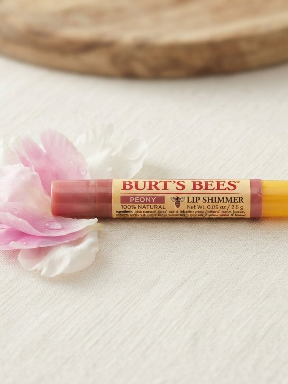 Burt's Bees Lip Shimmer Peony Natural Moisturizing Shimmery Tinted Lip Balm